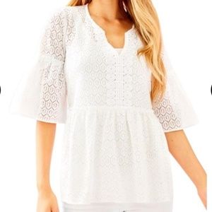 Lilly Pulitzer Inez top in Resort white-white LP tank included XL EUC